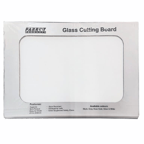 Parrot Glass Cutting Board 210x300mm White CB2129W