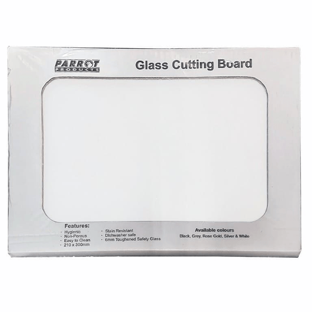 Parrot Glass Cutting Board 210x300mm White CB2129W