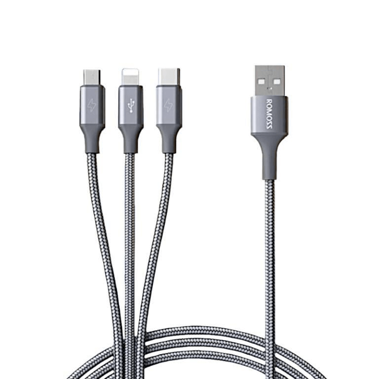 Romoss 3-in-1 Lightning Charge 1m Cable Space Grey CB25A-63-G23