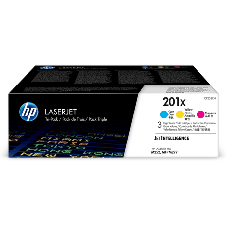 HP 201X Cyan Magenta Yellow Toner Cartridges 2,300 Pages Each Original CF253XM 3-pack