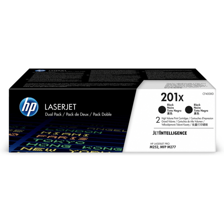 HP 201X Black Toner Cartridges 2,800 Pages Each Original CF400XD Dual-pack
