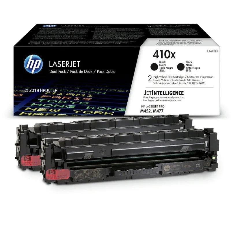 HP 410X Black Toner Cartridges 6,500 Pages Each Original CF410XD Dual-pack