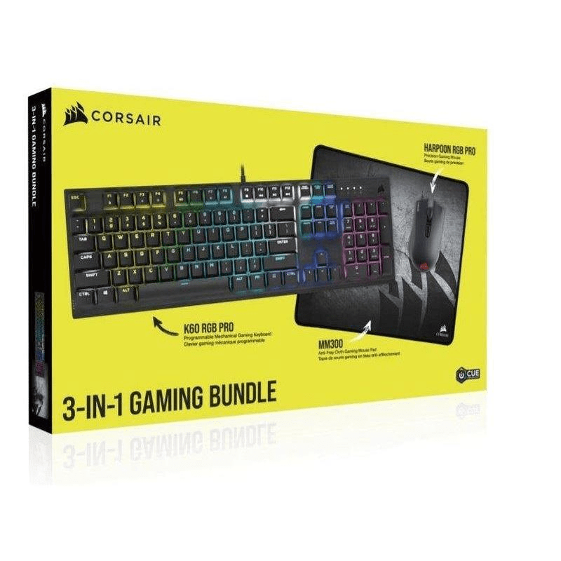 Corsair 3-in-1 Gaming Bundle K60 RGB Pro Keyboard with Harpoon RGB Pro Mouse and MM300 Mouse Pad CH-910D519-NA