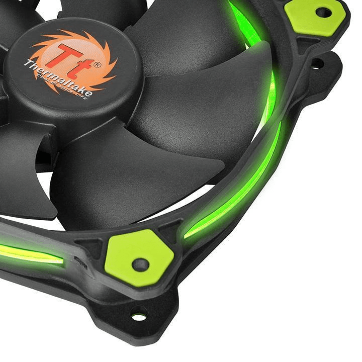 Thermaltake Riing 12 Computer Case Fan 120mm Black and Green 1500rpm CL-F055-PL12GR-A