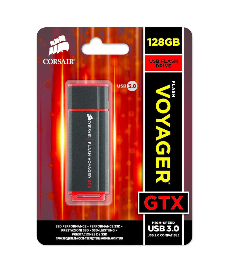 Corsair Flash Voyager GTX 128GB USB 3.2 Gen 1 Type-A Black and Red Drive CMFVYGTX3-128GB
