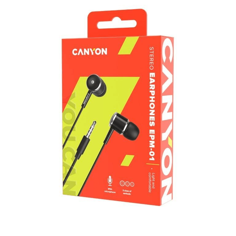 Canyon EPM- 01 Stereo In-ear Headset with Microphone Black CNE-CEPM01B