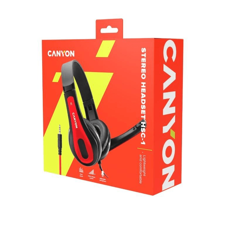 Canyon HSC-1 Simple Wired Headset Black Red CNS-CHSC1BR