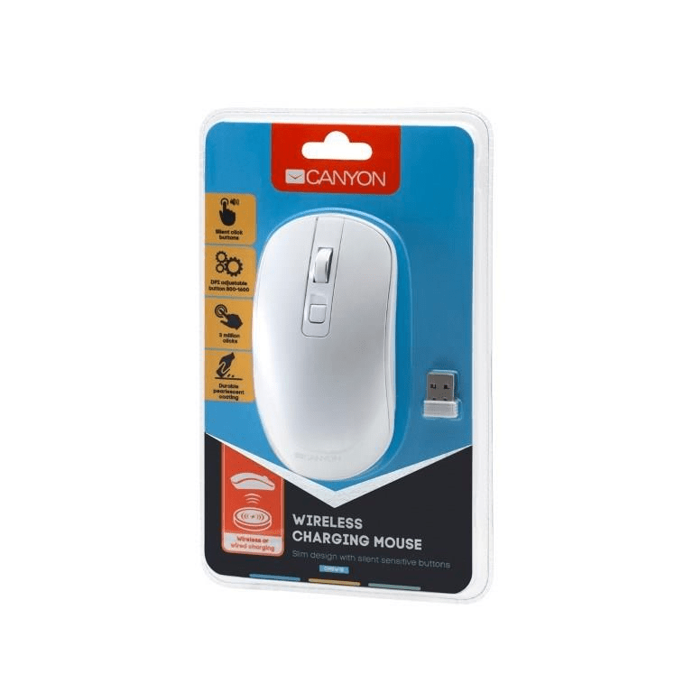 Canyon MW-18 Wireless Rechargeable Optical Mouse Pearl White CNS-CMSW18PW