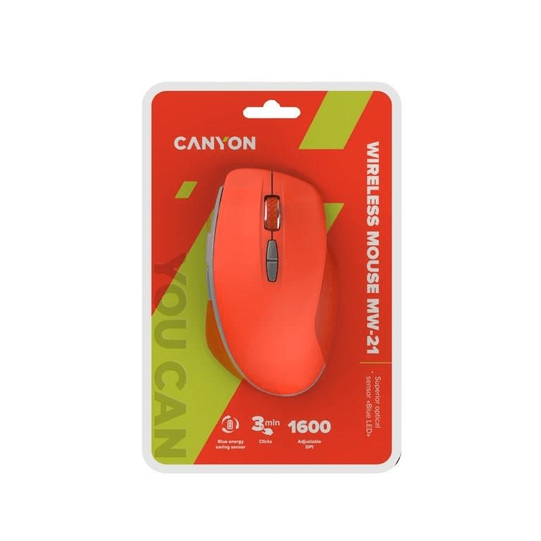 Canyon MW-21 Wireless Optical Mouse with Blue LED Sensor Red CNS-CMSW21R
