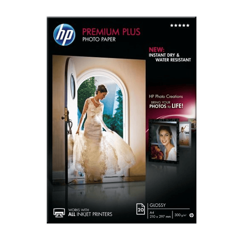 HP Premium Plus Photo Papr A4 300Gsm Glss 20Sheets CR672A