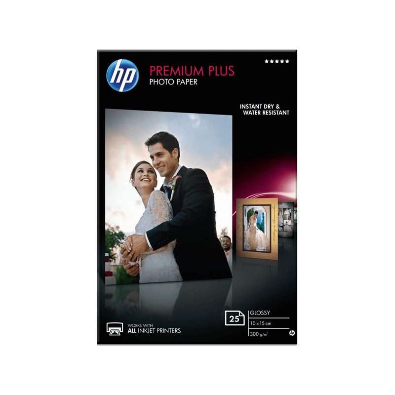 HP Premium Plus Photo Paper 10X15 Gloss 25Sheets CR677A
