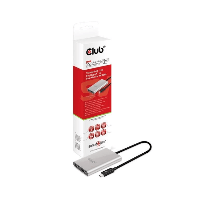 CLUB3D Thunderbolt 3 to Dual DisplayPort 1.2 4K Adapter CSV-1577
