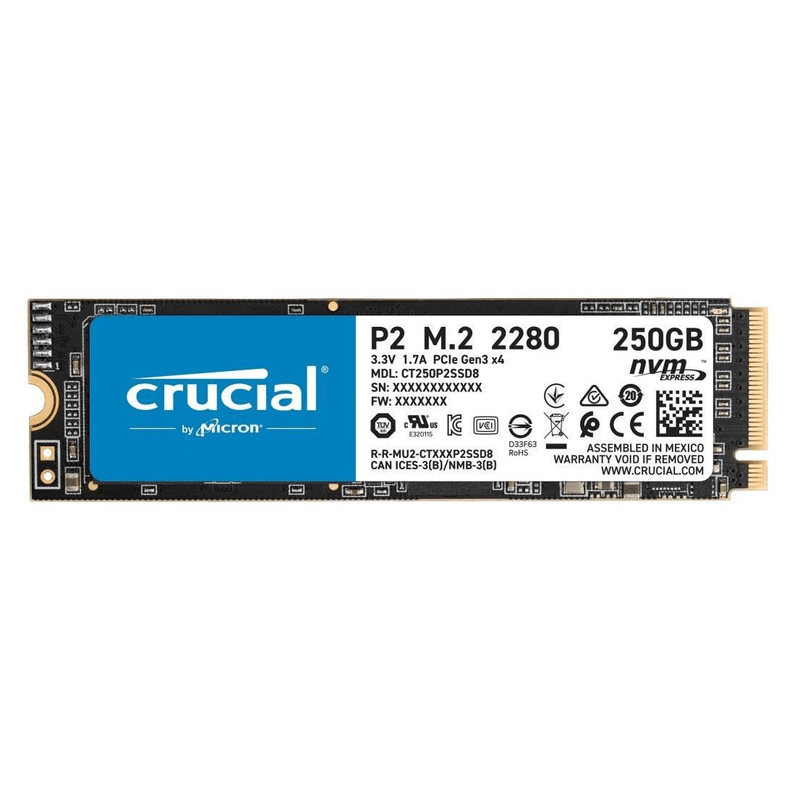 Crucial P2 M.2 250GB PCIe 3.0 NVMe Internal SSD CT250P2SSD8