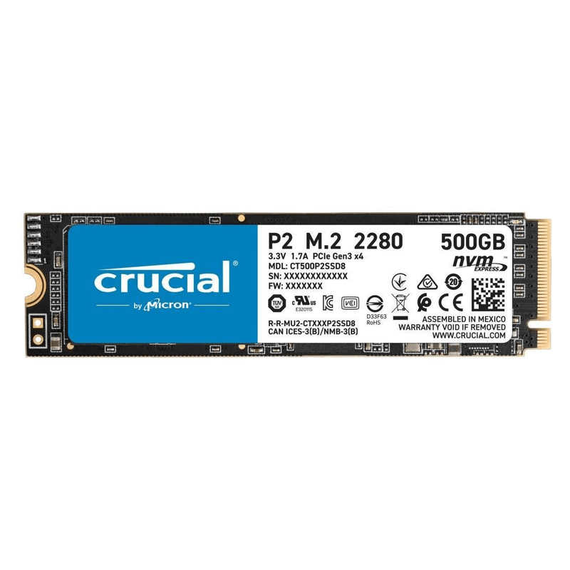 Crucial P2 M.2 500GB PCIe 3.0 NVMe Internal SSD CT500P2SSD8