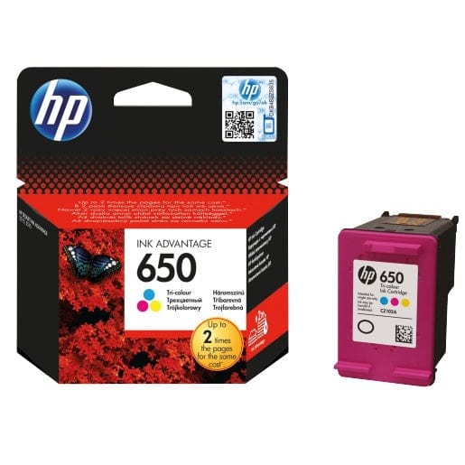 HP 650 Ink Advantage Tri-Colour Printer Cartridge Original CZ102AE Single-pack