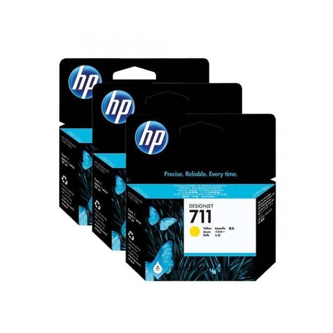 HP 711 29-ml DesignJet Yellow Printer Ink Cartridges Original CZ136A 3-pack