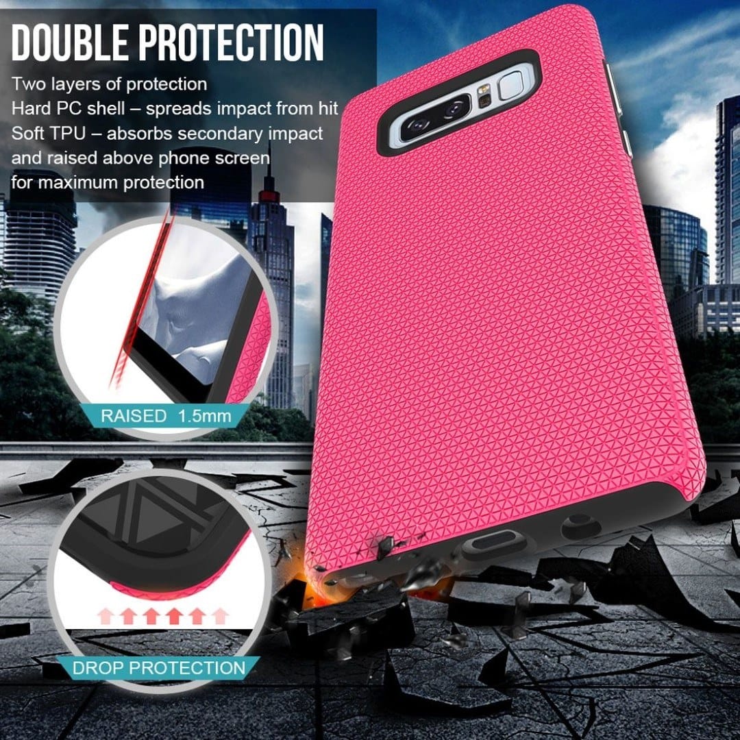 Tuff-Luv Dual layer Anti slip Case for Samsung Galaxy Note 8 Smartphone Pink D1_54