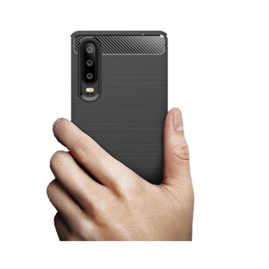 Tuff-Luv Carbon Fibre Style Shockproof Case Cover for Huawei Mate P30 lite Black D3_155
