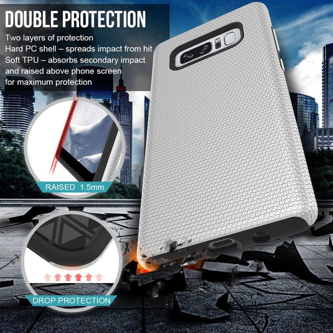 Tuff-Luv Dual layer Anti slip Case for Samsung Galaxy Note 8 Smartphone SIlver D3_71