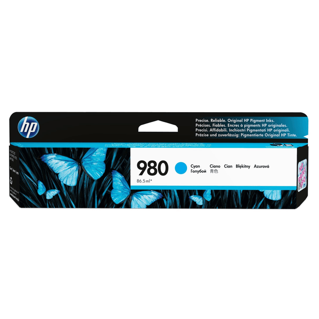 HP 980 Cyan Standard Yield Printer Ink Cartridge Original D8J07A Single-pack