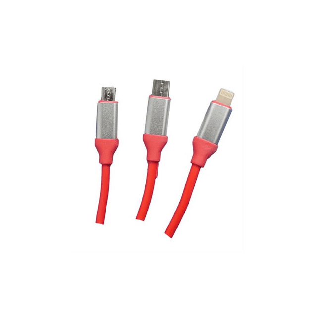 Geeko 3-in-1 Charging and Data With Lightning Micro USB and USB Type-C Cable DC07RED