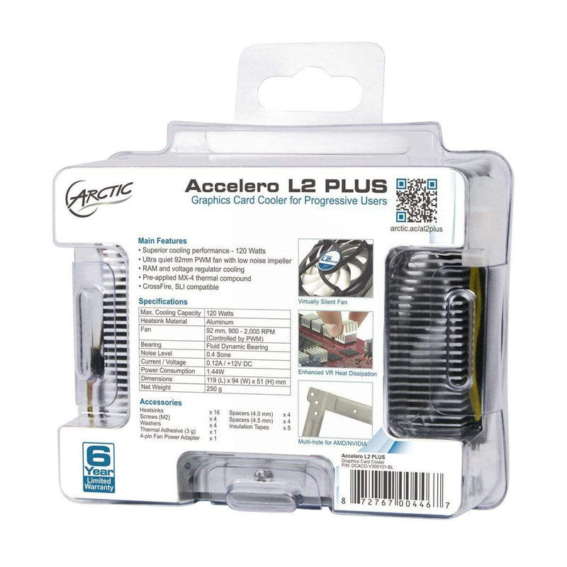 ARCTIC Accelero L2 Plus Compact NVIDIA/AMD Graphics Card Cooler 2000rpm DCACO-V300101-BL