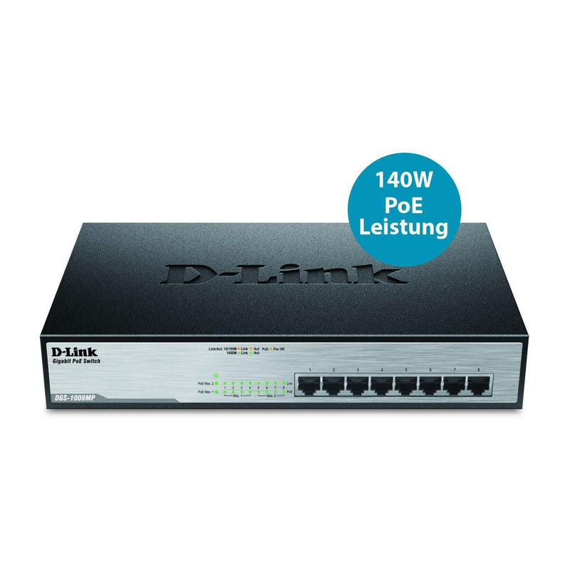 D-Link DGS-1008MP Unmanaged Switch Gigabit Ethernet PoE 1U Black