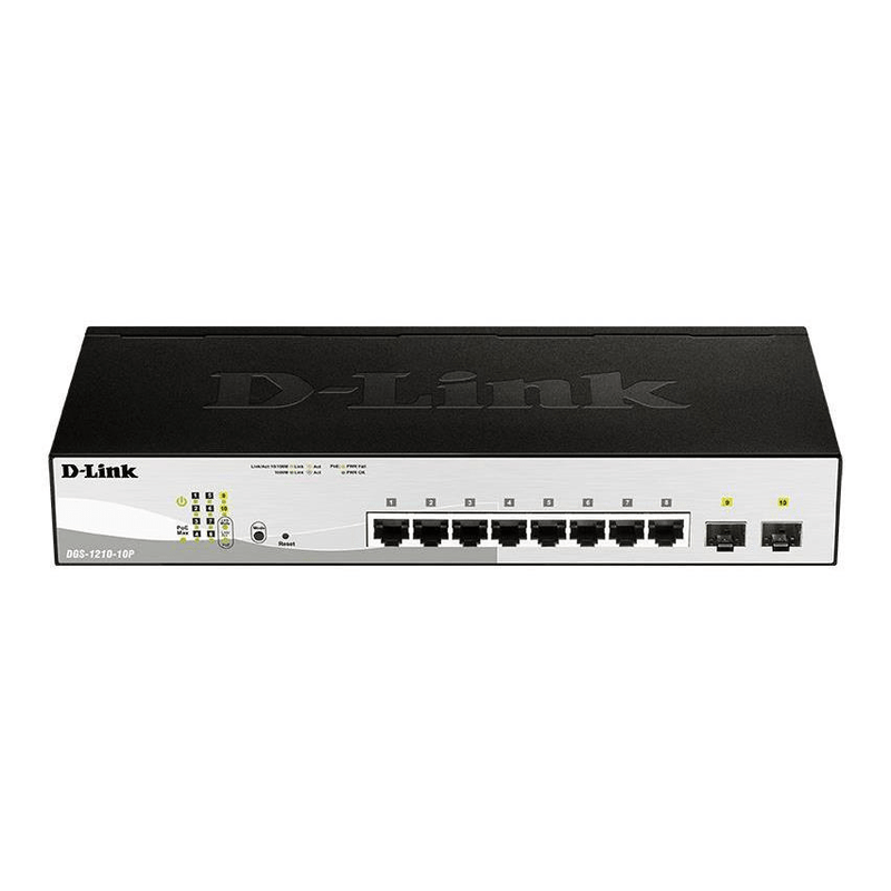 D-Link DGS-1210-10P 10-port Managed EasySmart Switch L2 Gigabit Ethernet PoE 1U Black