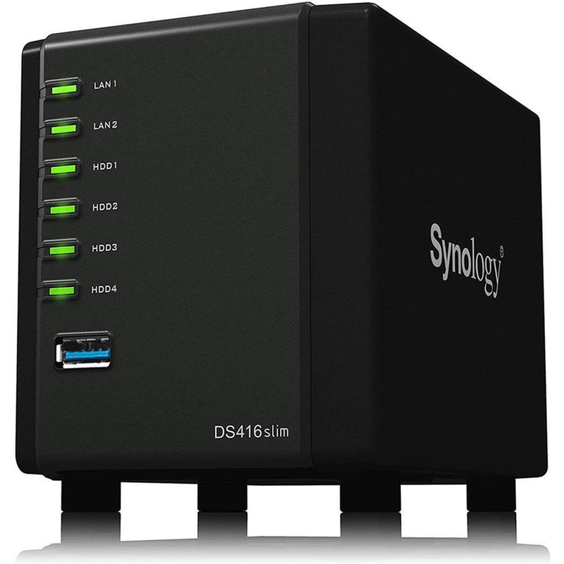 Synology DiskStation 4-bay DS416slim NAS Storage Server 88F6820 Ethernet LAN Desktop Black (Diskless) DS416SLIM