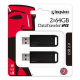 Kingston Technology DataTraveler DT20 USB flash drive 64 GB USB Type-A 2.0 Black