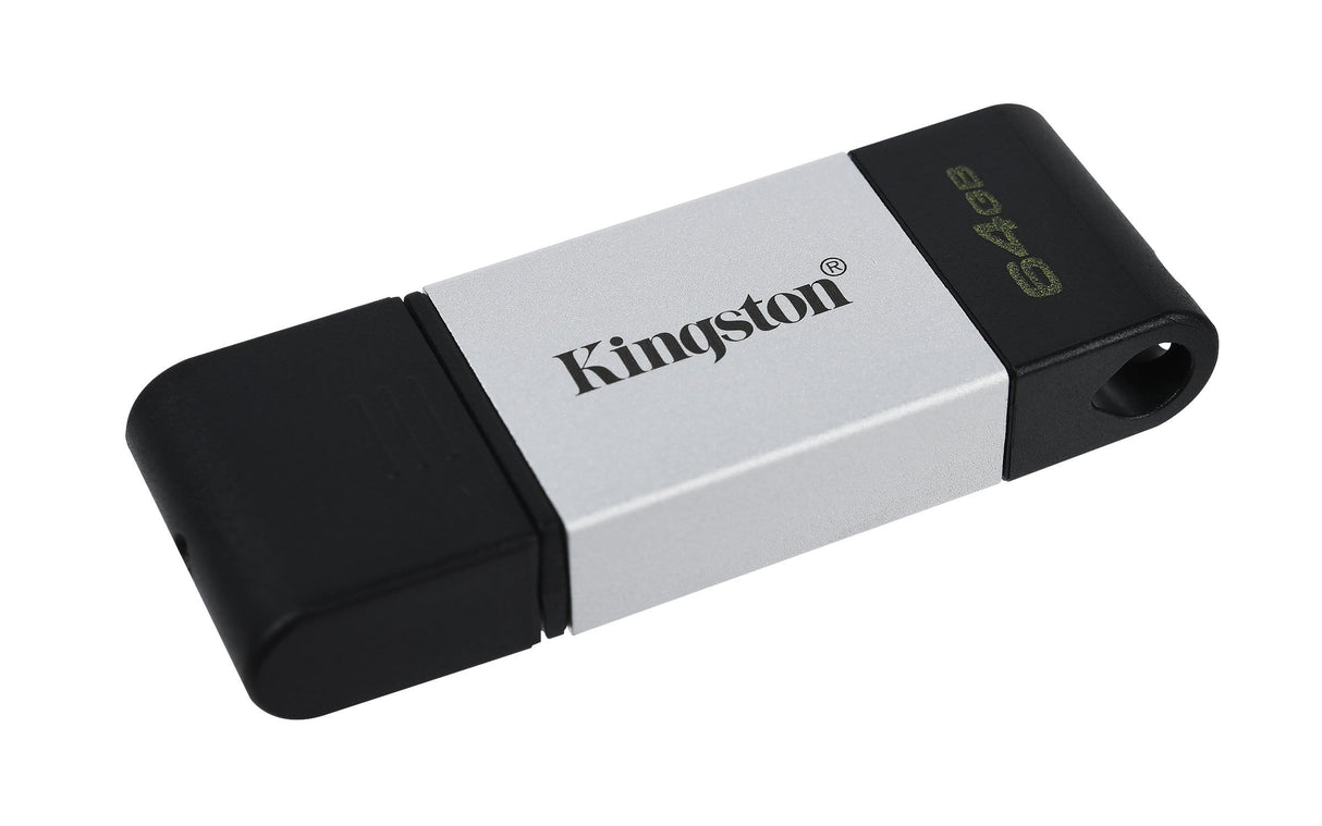 Kingston DataTraveler 80 64GB USB 3.2 Gen 1 Type-C Black and Silver USB Flash Drive DT80/64GB