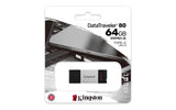 Kingston DataTraveler 80 64GB USB 3.2 Gen 1 Type-C Black and Silver USB Flash Drive DT80/64GB