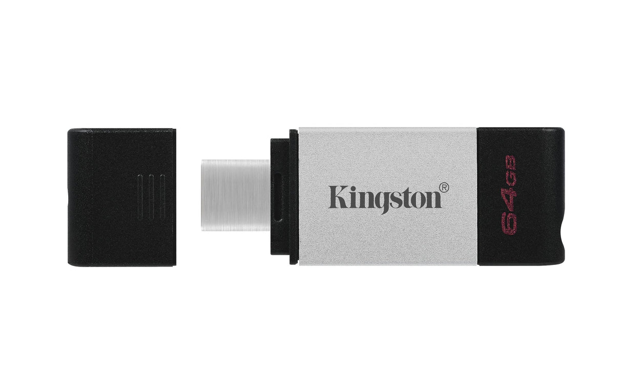 Kingston DataTraveler 80 64GB USB 3.2 Gen 1 Type-C Black and Silver USB Flash Drive DT80/64GB
