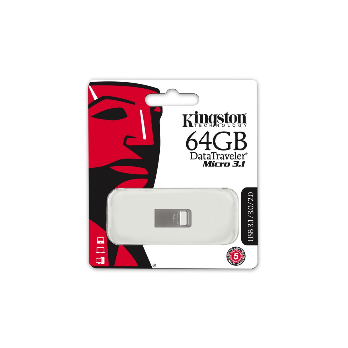 Kingston DataTraveler Micro 3.1 64GB USB 3.2 Gen 1 Type-A Metallic USB Flash Drive DTMC3/64GB
