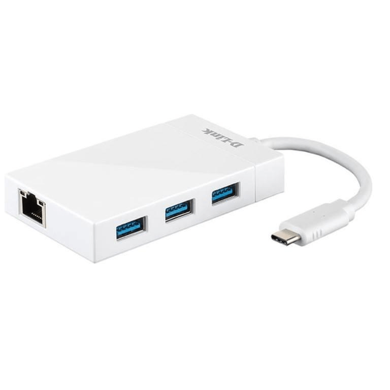 D-Link USB-C to 3-Port USB Hub and Ethernet Adapter DUB-D410