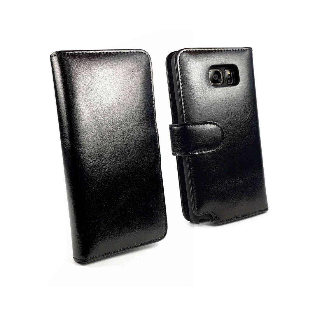 Tuff-Luv Genuine Leather Folio Wallet Case Cover for Galaxy Note 5 Black E11_81