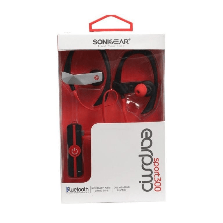SonicGear Earpump Sport 300 Bluetooth Earphones Black and Red EARPUMPS300RED