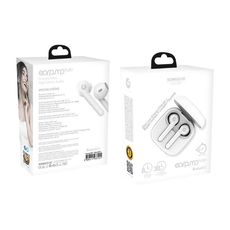 SonicGear Earpump TWS 1 Bluetooth Earphones 2021 Edition White EARPUMPTWS1WHT2021