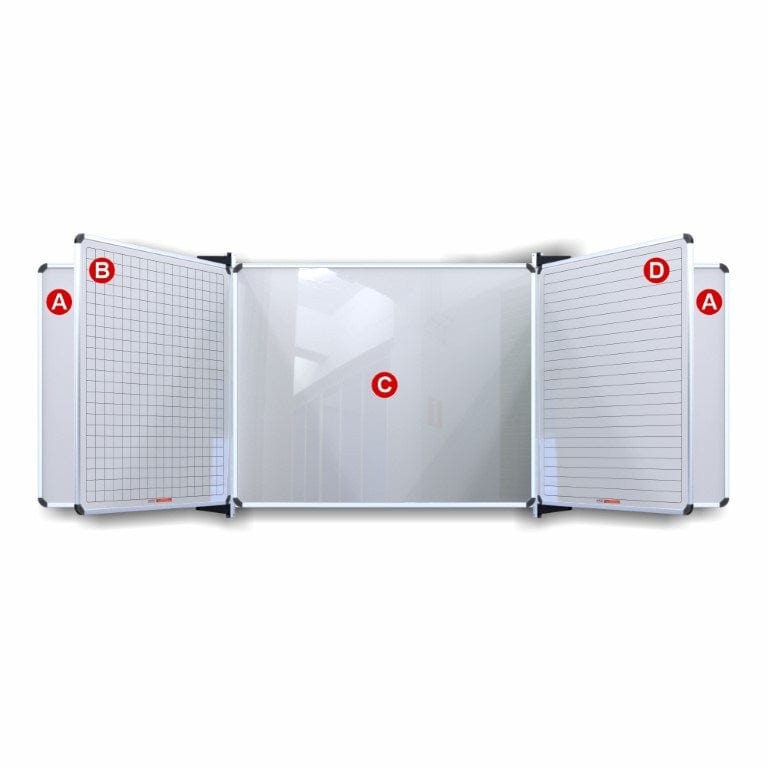 Parrot Educational Board Magnetic Whiteboard 1220x1210mm Squares and Lines Swing Leaf Option B ED4352