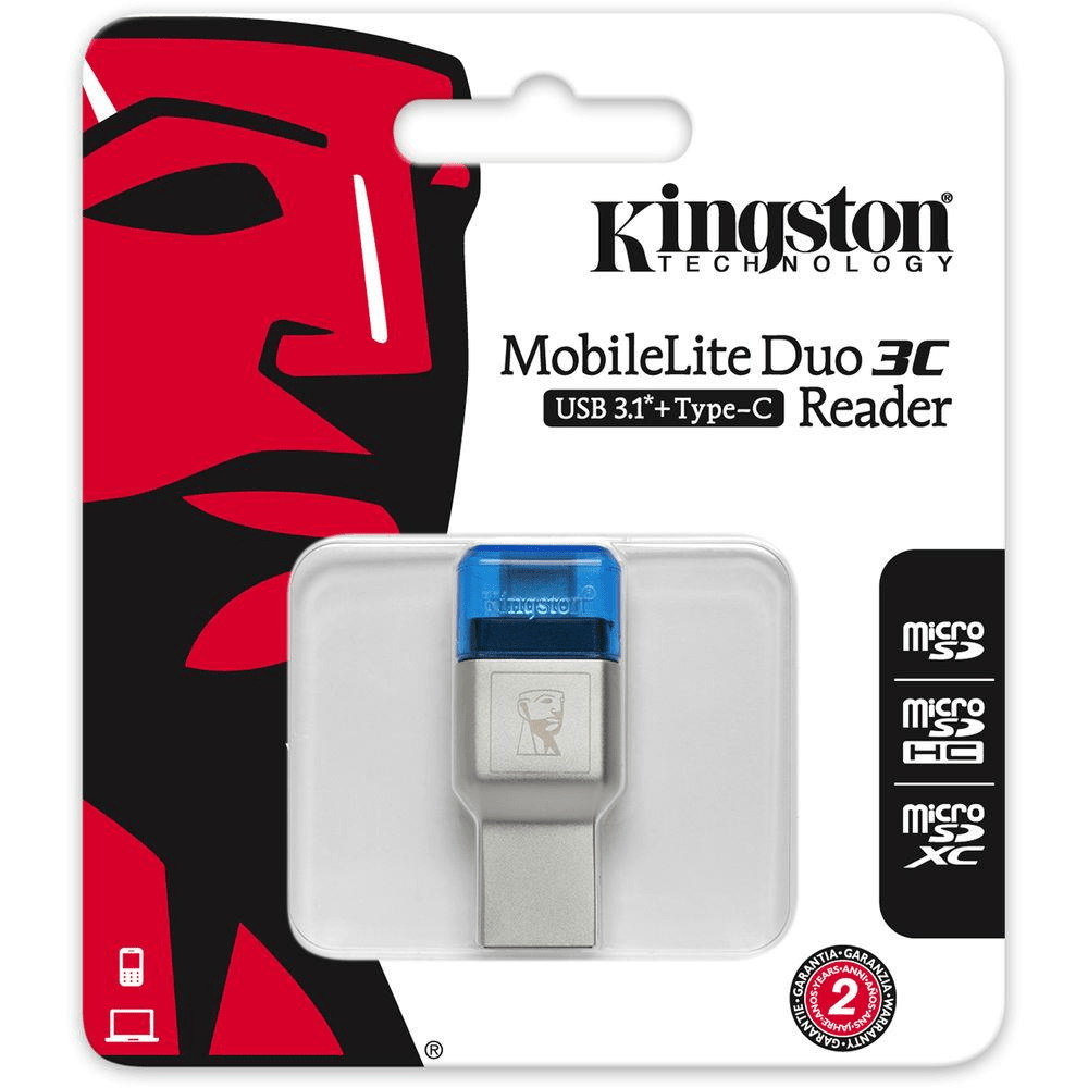 Kingston Technology MobileLite DUO 3C USB3.1 with TypeC microSDHC/SDXC Card Reader FCR-ML3C