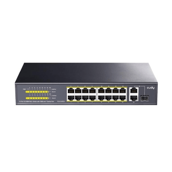 Cudy 16-port Fast Ethernet PoE+ Unmanaged Switch with 2-port