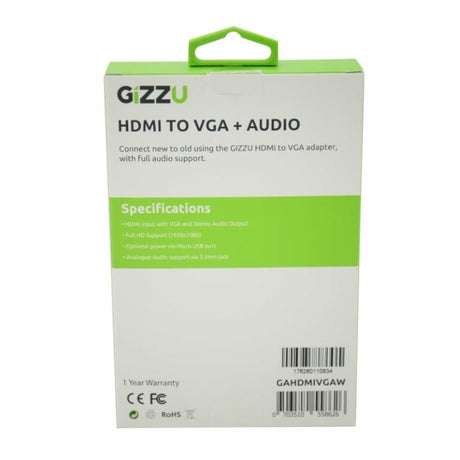 Gizzu HDMI to VGA Adapter with Audio GAHDMIVGAW
