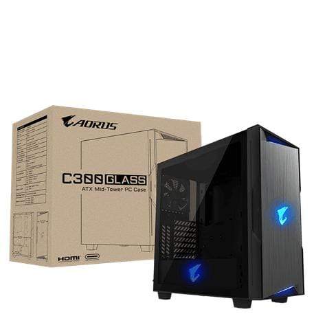 GIGABYTE AORUS C300 GLASS Midi Tower Black Gaming PC Case GB-AC300G