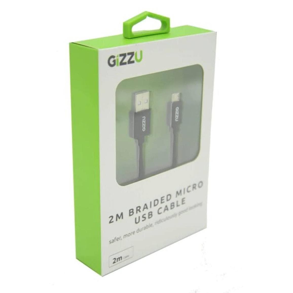 Gizzu Micro USB 2m Braided Cable Black GCMUB2M