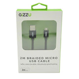 Gizzu Micro USB 2m Braided Cable Black GCMUB2M