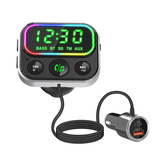 Gizzu Bluetooth 5 USB RGB LED PD 18W QC3.0 18W USB MicroSD FM Transmitter Handsfree Kit - GFMV18PD