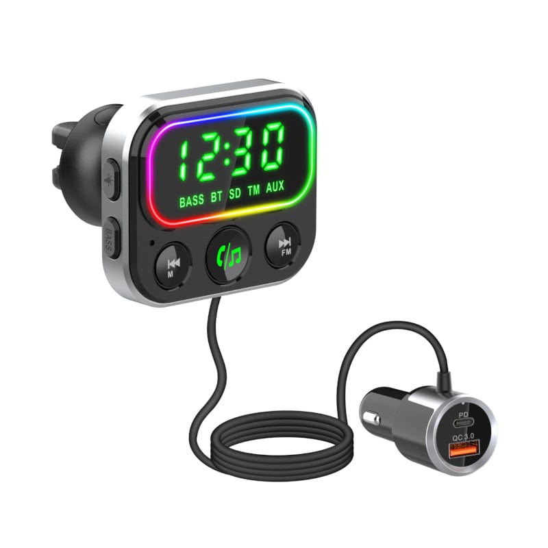 Gizzu Bluetooth 5 USB RGB LED PD 18W QC3.0 18W USB MicroSD FM Transmitter Handsfree Kit - GFMV18PD