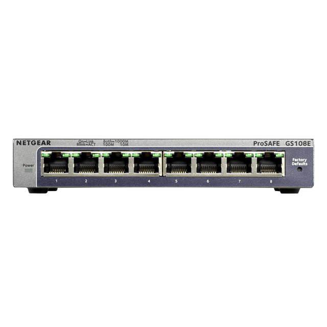 Netgear Gigabit Plus Switch Series GS108E Managed Ethernet Black GS108E-300PES