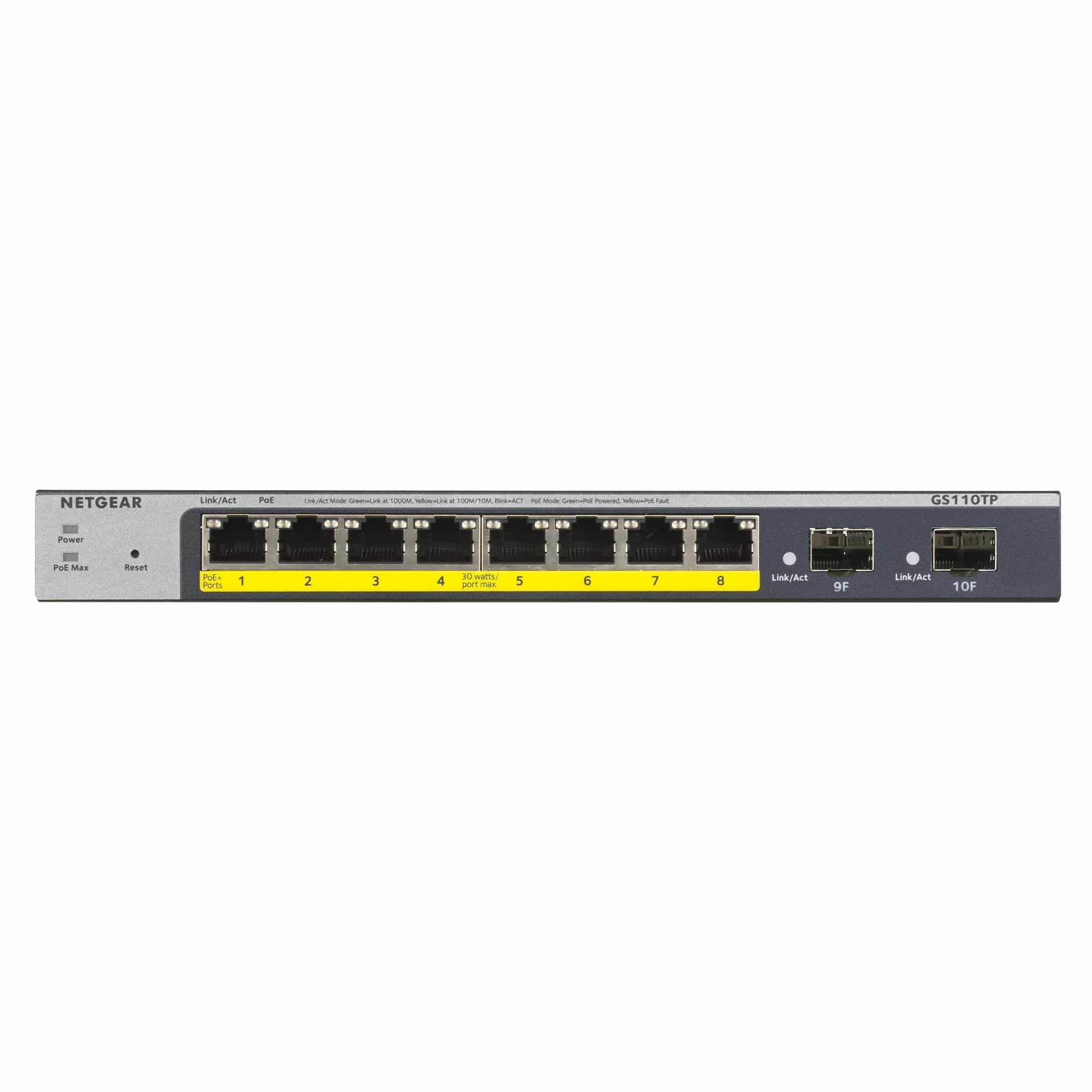 Netgear GS110TP Managed Switch L2/L3/L4 Gigabit Ethernet PoE Grey