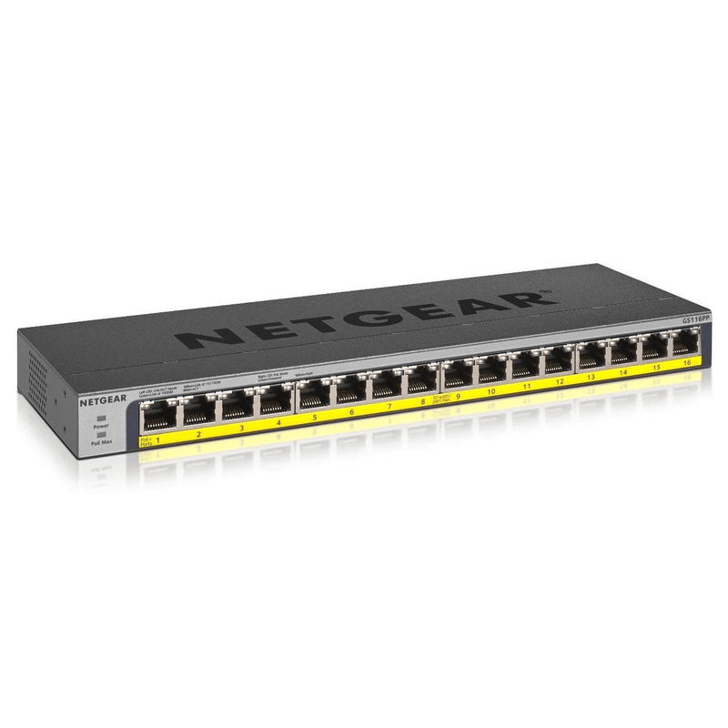 Netgear GS116PP Unmanaged Switch Gigabit Ethernet PoE Black GS116PP-100EUS